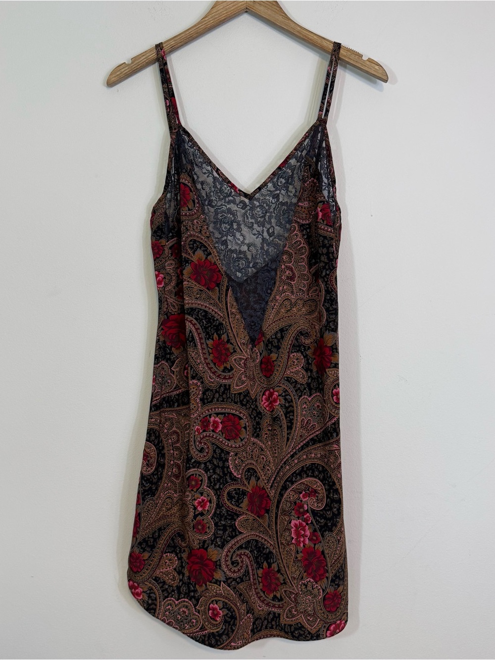 Vintage VICTORIA'S SECRET Gold Label Paisley Floral Lace Slip Dress Nightie L